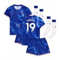 Camiseta Chelsea Jadon Sancho #19 Primera Equipación para niños 2024-25 manga corta (+ pantalones cortos)